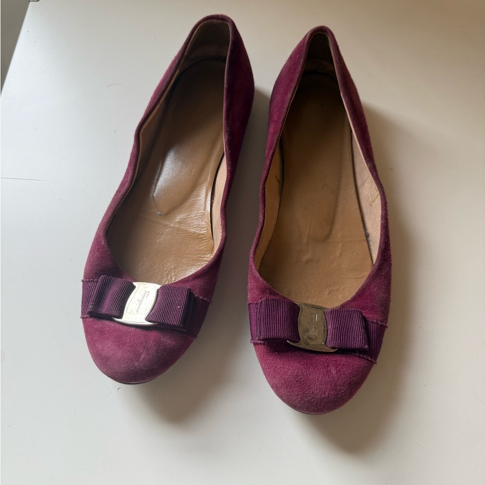 Ferragamo Purple Suede Flats